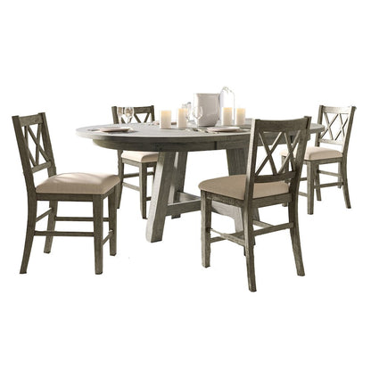 Rustic Farmhouse Solid Wood Five Piece Counter Height Dining Table Set