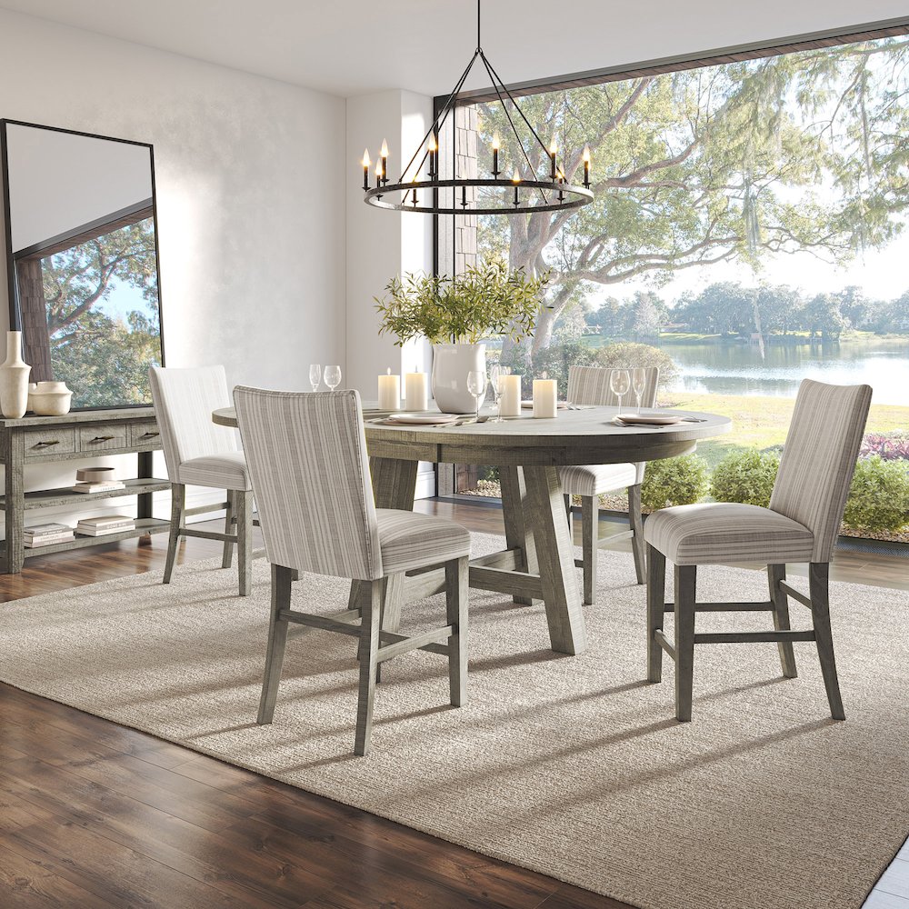Rustic Farmhouse Solid Wood Five Piece Counter Height Dining Table Set