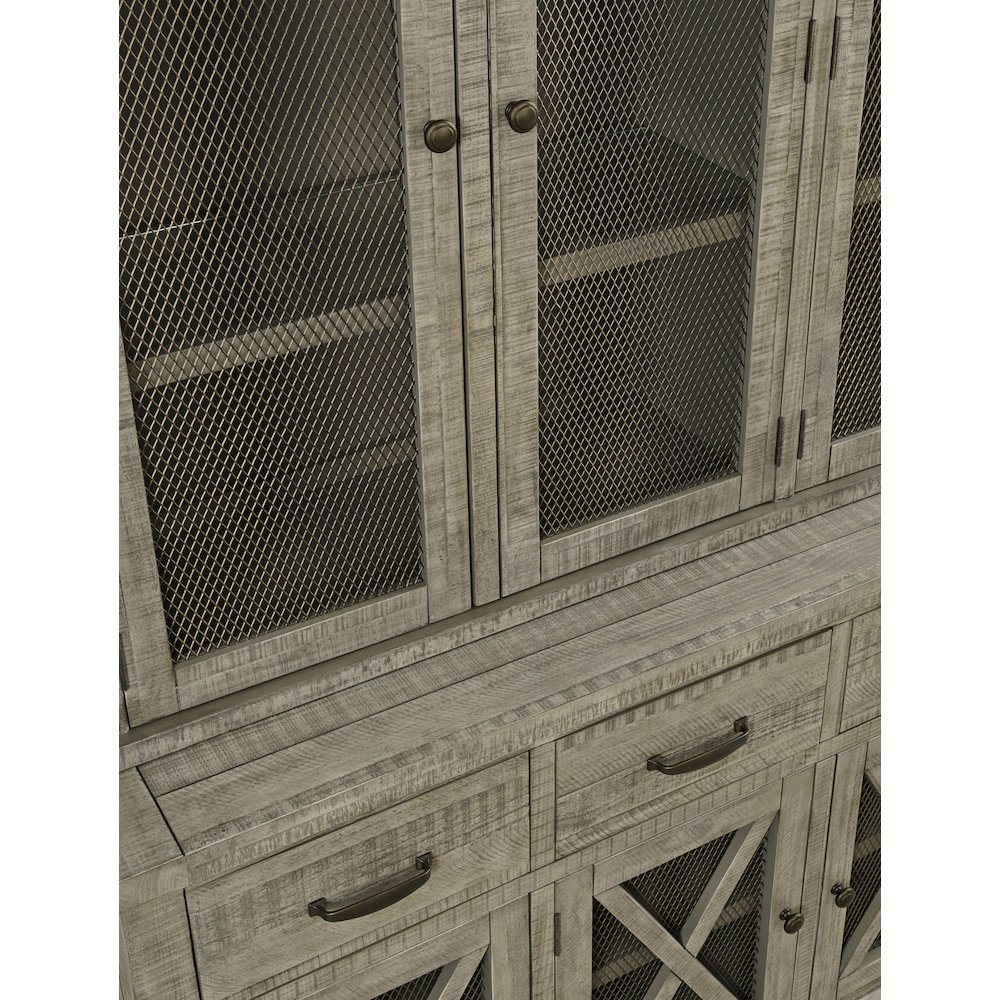 Telluride Rustic Farmhouse Solid Wood Sideboard Buffet Hutch with LED Lights