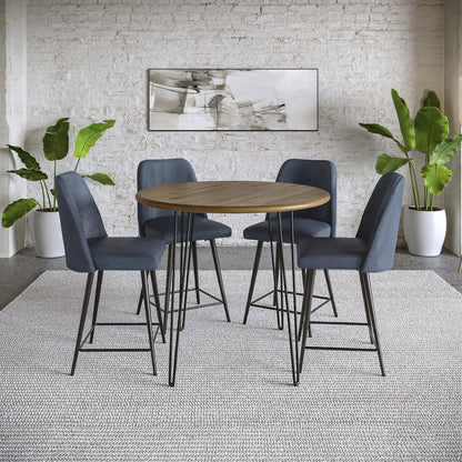 Mid-Century Modern Faux Leather Upholstered Counter Height Barstool (Set of 2)