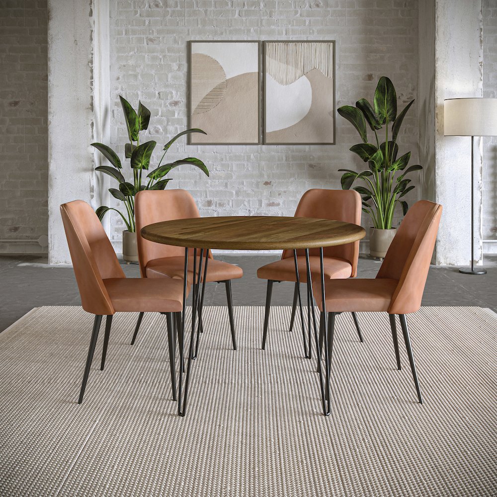 Maddox Mid-Century Modern Faux Leather Upholstered Dining Chair (Set of 2)