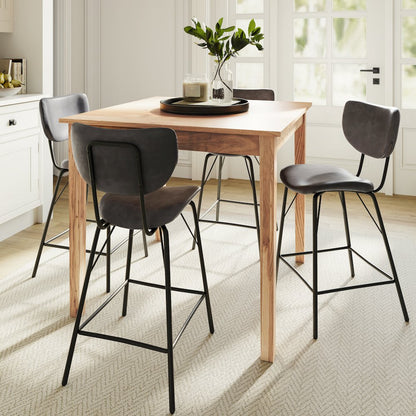 Modern Faux Leather Split-Back Upholstered Counter Height Barstool (Set of 2)