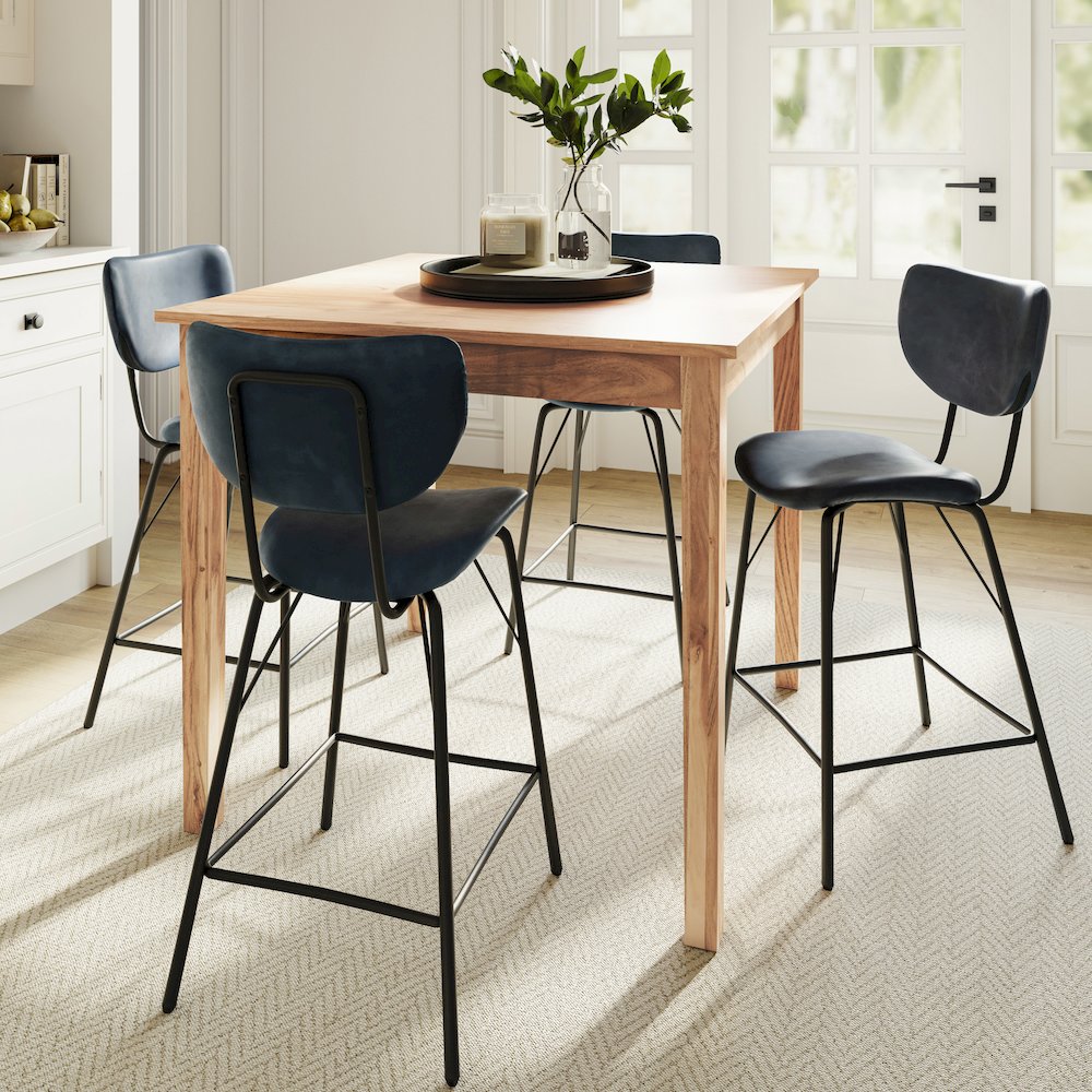 Modern Faux Leather Split-Back Upholstered Counter Height Barstool (Set of 2)