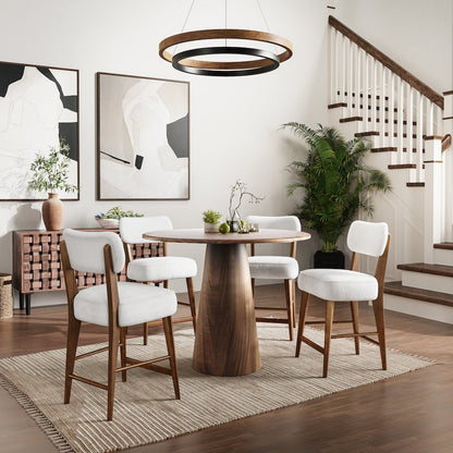 Wes Mid-Century Modern Boucle Upholstery Counter Barstool (Set of 2)