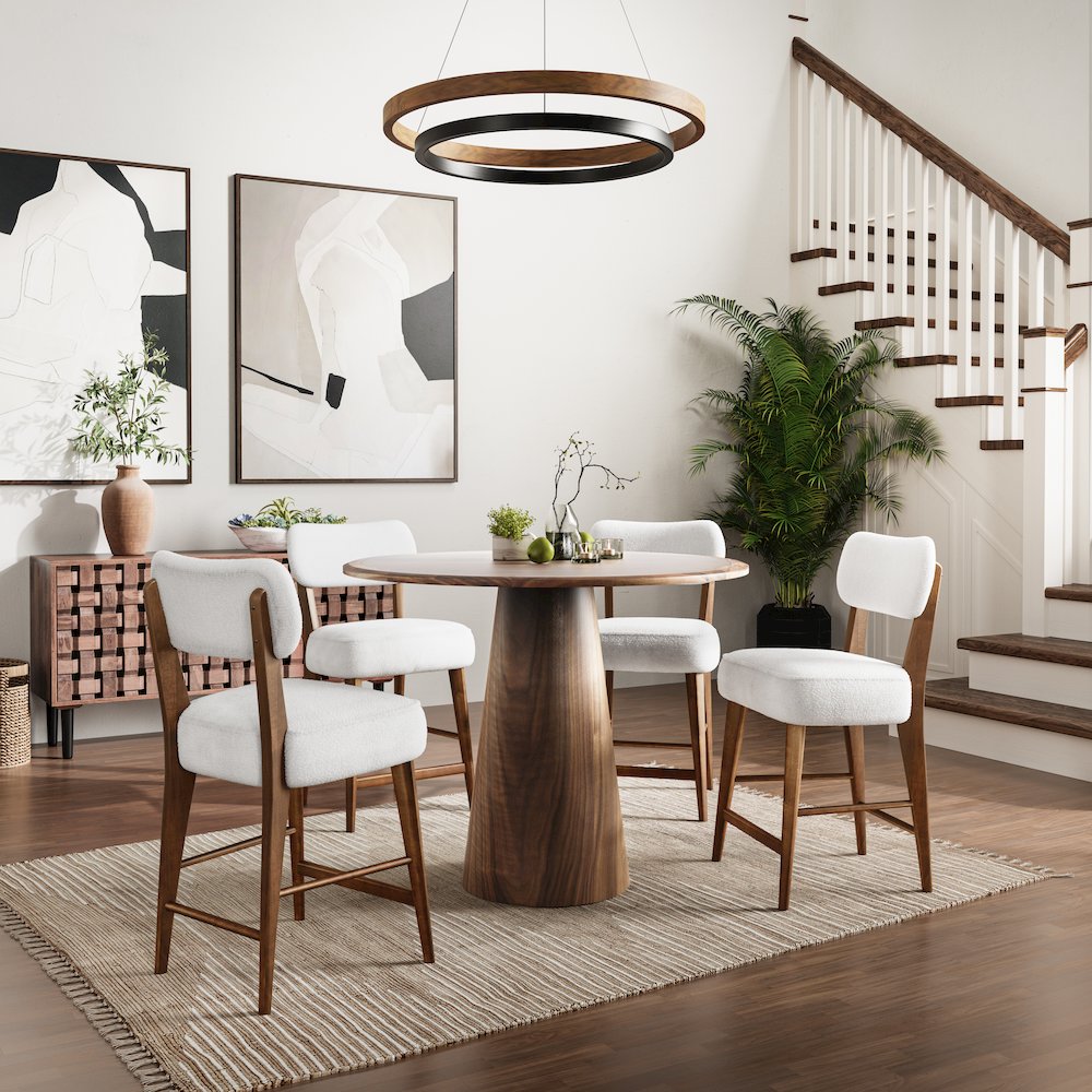 Wes Mid-Century Modern Boucle Upholstery Counter Barstool (Set of 2)