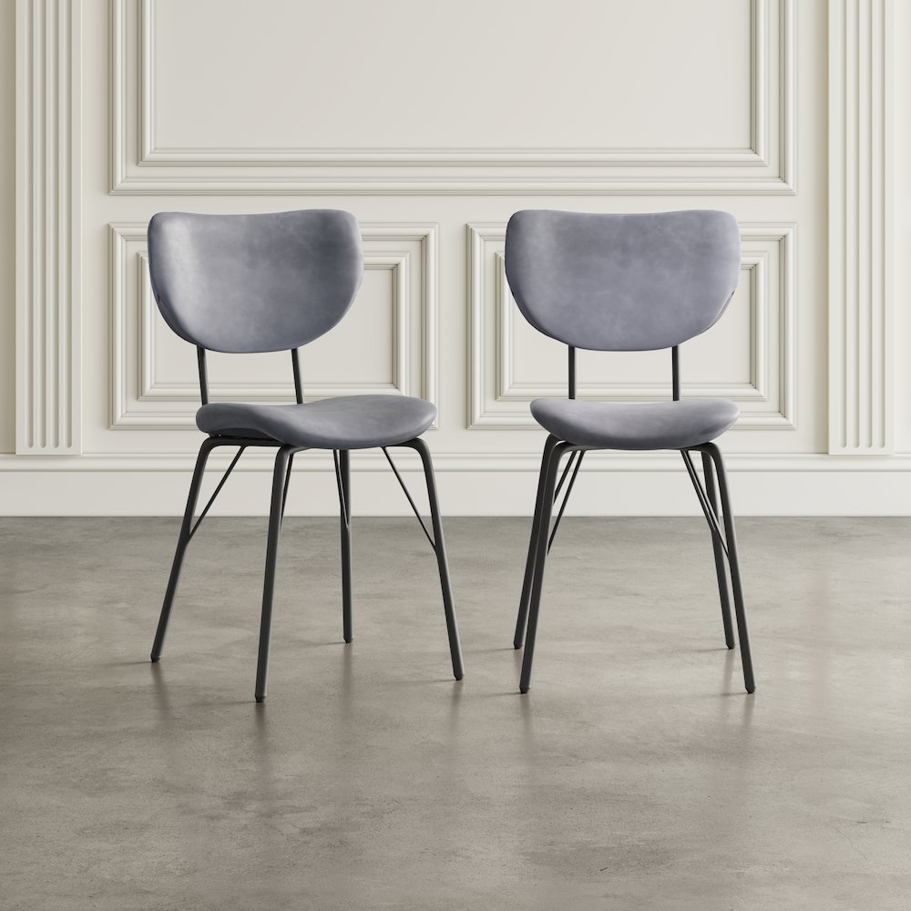 Contemporary Modern Faux Leather Split-Back Upholstered Dining Chair (Set of 2)