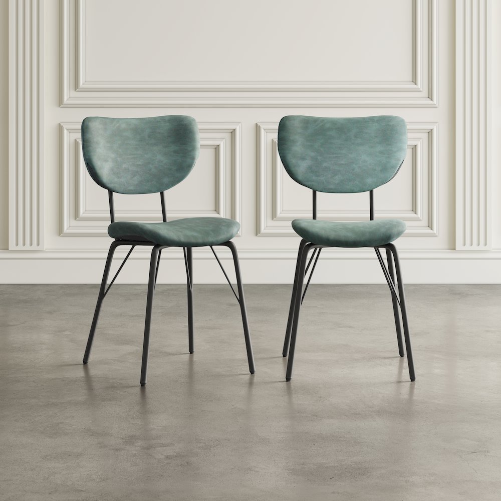 Contemporary Modern Faux Leather Split-Back Upholstered Dining Chair (Set of 2)