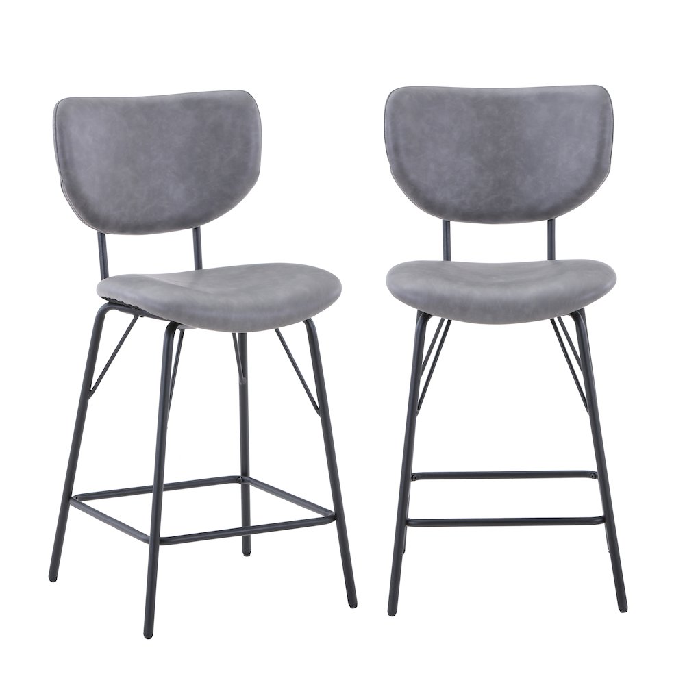 Modern Faux Leather Split-Back Upholstered Counter Height Barstool (Set of 2)