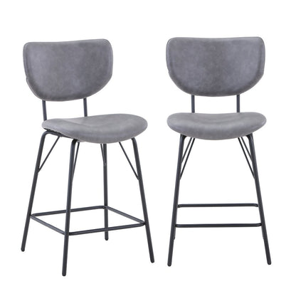 Modern Faux Leather Split-Back Upholstered Counter Height Barstool (Set of 2)