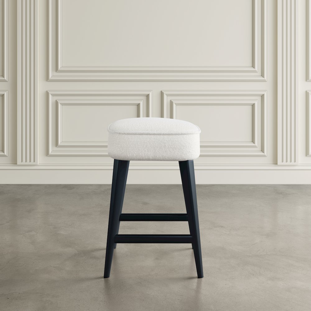 Wes Mid-Century Modern Boucle Upholstery Backless Counter Barstool (Set of 2)