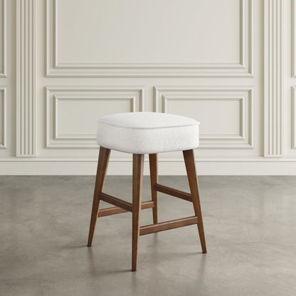 Wes Mid-Century Modern Boucle Upholstery Backless Counter Barstool (Set of 2)