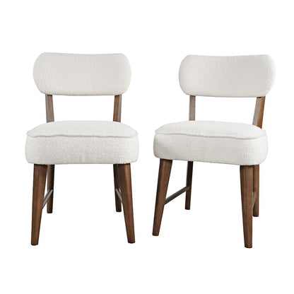 Wes Mid-Century Modern Boucle Upholstery Dining Chair (Set of 2)