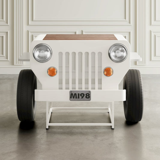 Weekender Vintage Military Vehicle Console Table Lounge Home Bar with Wine Rack