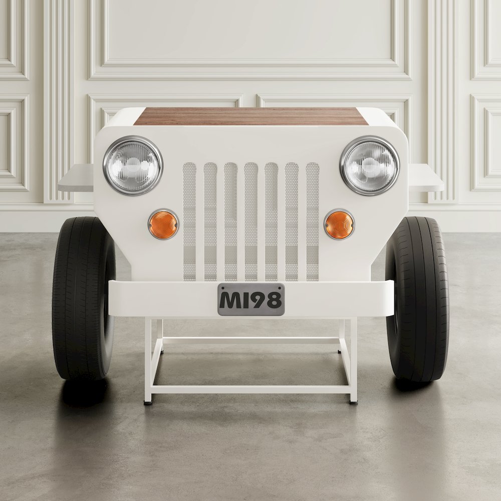 Weekender Vintage Military Vehicle Console Table Lounge Home Bar with Wine Rack