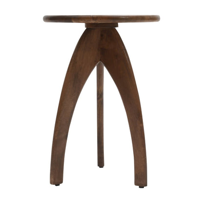 Aero Curved Space Age Round Mid-Century Modern Solid Wood Accent End Table
