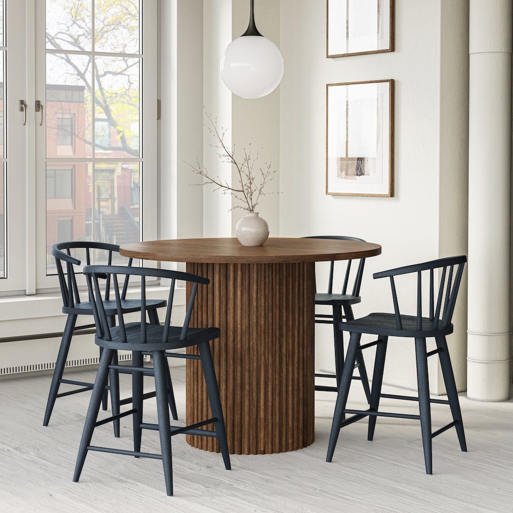 Fitz Traditional Solid Wood Curved Back Spindle Counter Stool
