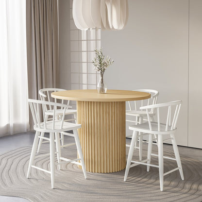Auden 48" Round Counter Height Mid-Century Modern Fluted Pedestal Dining Table