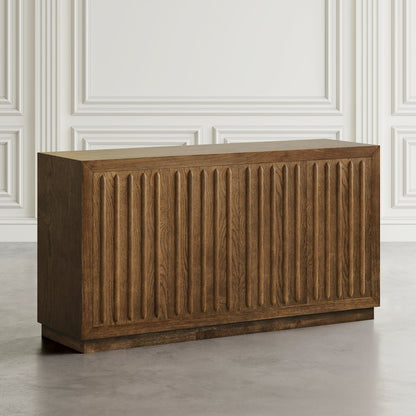Maven 60" Mid-Century Modern Fluted Four Door Sideboard Storage Cabinet