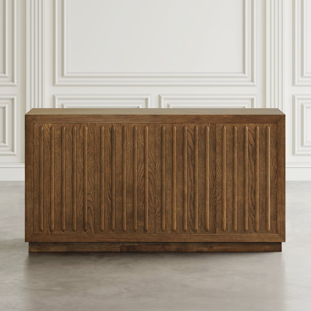 Maven 60" Mid-Century Modern Fluted Four Door Sideboard Storage Cabinet