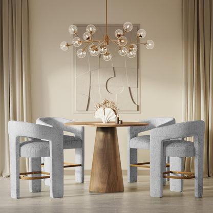 Gwen Modern Luxury Jacquard Fabric Sculpture Counter Stool - Set of 2