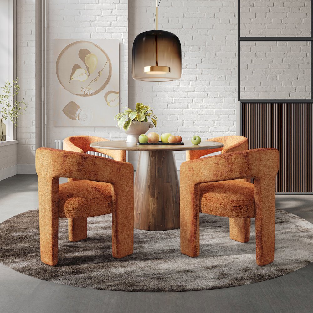 Gwen Modern Luxury Jacquard Fabric Sculpture Armchair - Set of 4