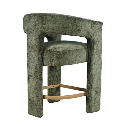 Gwen Modern Luxury Jacquard Fabric Sculpture Counter Stool - Set of 2