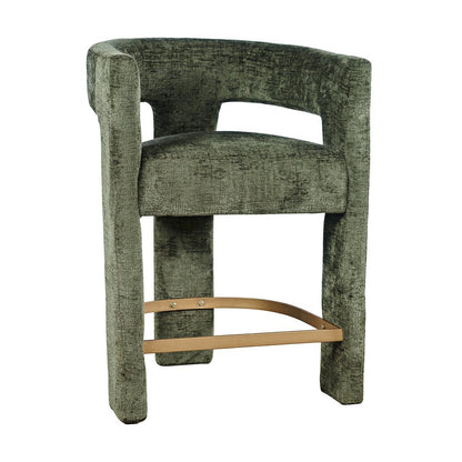 Gwen Modern Luxury Jacquard Fabric Sculpture Counter Stool - Set of 2