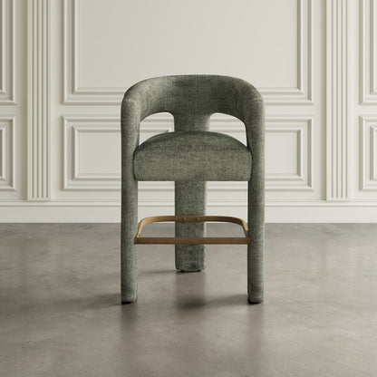Gwen Modern Luxury Jacquard Fabric Sculpture Counter Stool - Set of 2