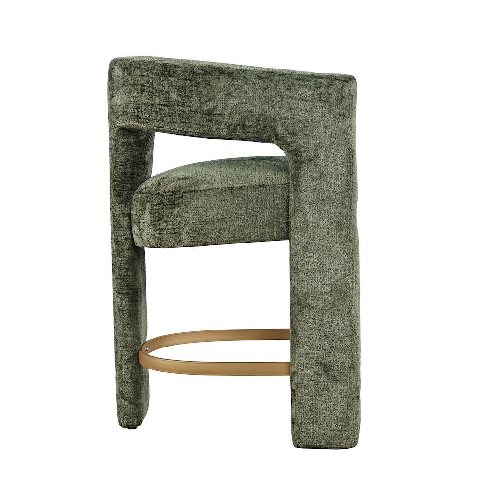 Gwen Modern Luxury Jacquard Fabric Sculpture Counter Stool - Set of 2