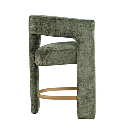 Gwen Modern Luxury Jacquard Fabric Sculpture Counter Stool - Set of 2