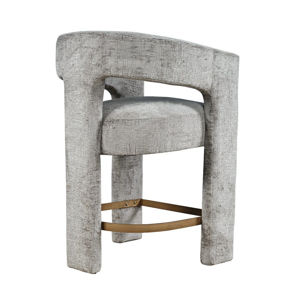 Gwen Modern Luxury Jacquard Fabric Sculpture Counter Stool - Set of 2