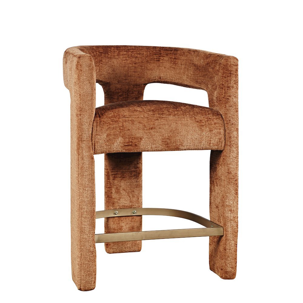Gwen Modern Luxury Jacquard Fabric Sculpture Counter Stool - Set of 2