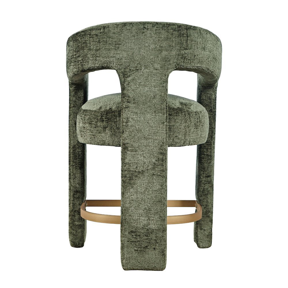 Gwen Modern Luxury Jacquard Fabric Sculpture Counter Stool - Set of 2