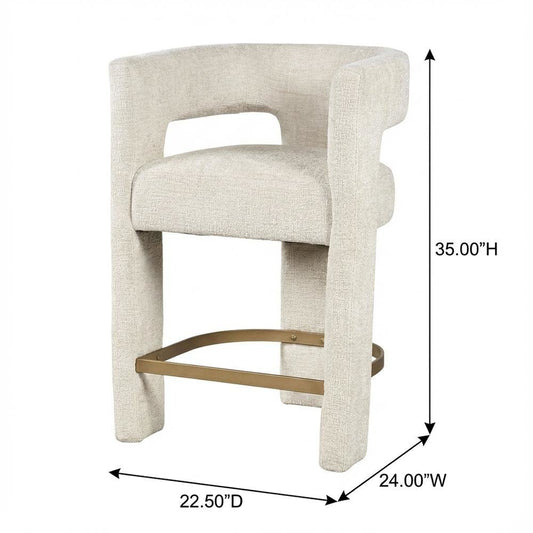 Gwen Modern Luxury Jacquard Fabric Sculpture Counter Stool - Set of 2