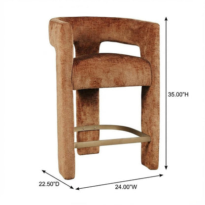 Gwen Modern Luxury Jacquard Fabric Sculpture Counter Stool - Set of 2