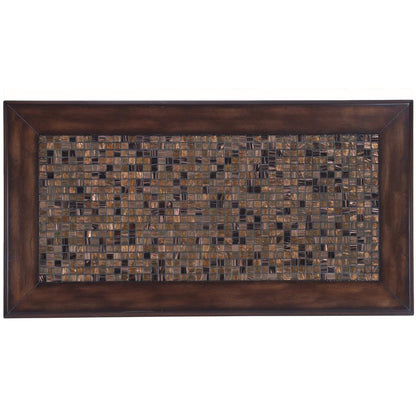 Brown Cocktail Table with Mosaic Tile Inlay