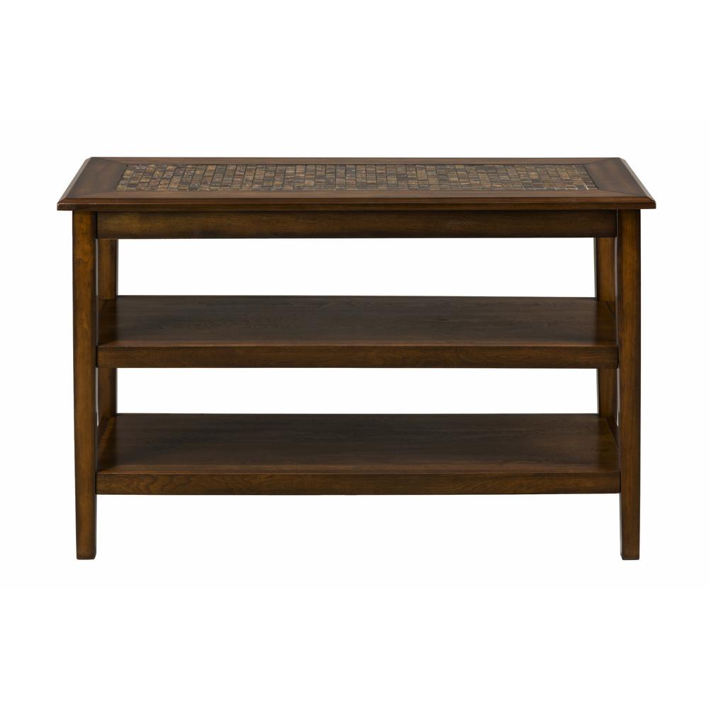 Brown Sofa/Media Table with Mosaic Tile Inlay