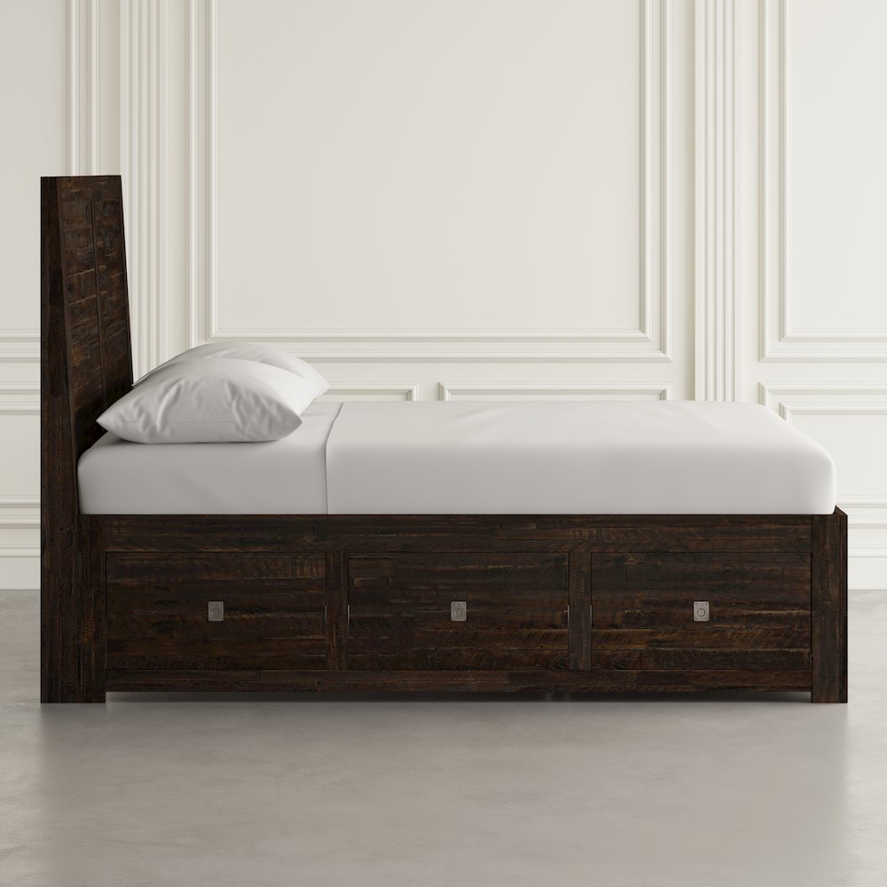 Kona Grove Distressed Rustic Solid Acacia Queen Storage Bed