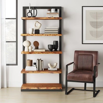 Nature's Edge Solid Acacia 5 Shelf Bookcase