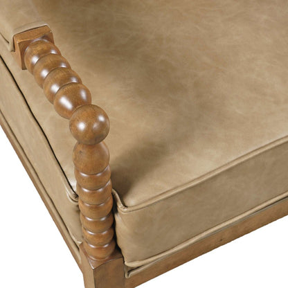Ellsey Spindle Arm Faux Buff Leather Accent Chair