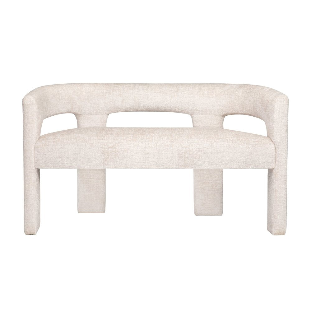 Elegant Brown Upholstered Sculpture Bench with Jacquard Fabric and Plywood Frame