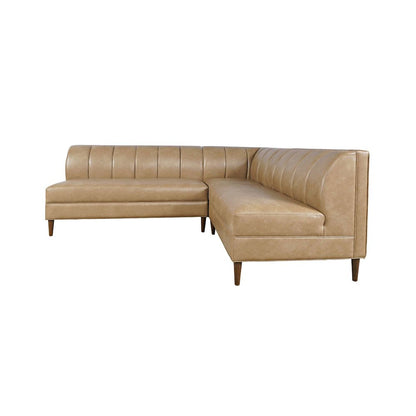 Ruston Modern Banquette Faux Leather Sectional with Five Seats and Corner Wedge