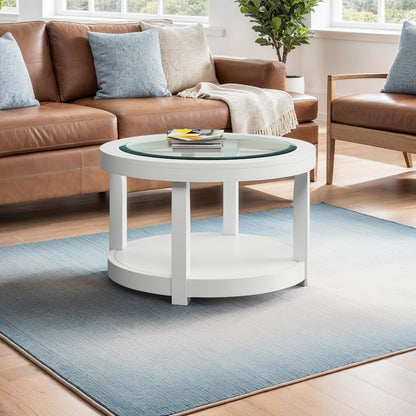 Urban Icon Contemporary Round Glass Inlay Coffee Table