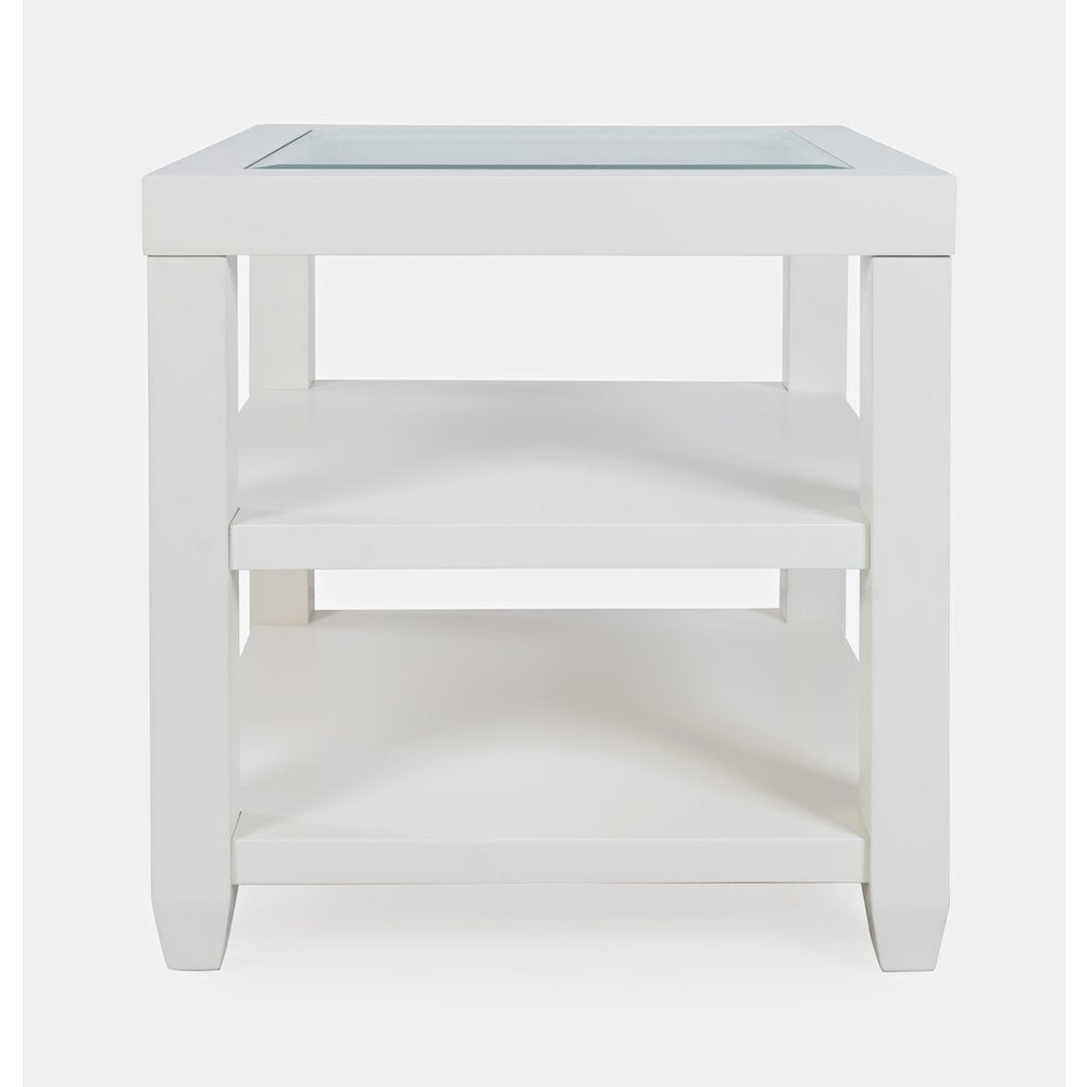 Urban Icon Contemporary Glass Inlay End Table with Storage