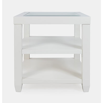 Urban Icon Contemporary Glass Inlay End Table with Storage
