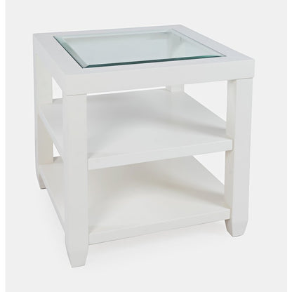 Urban Icon Contemporary Glass Inlay End Table with Storage