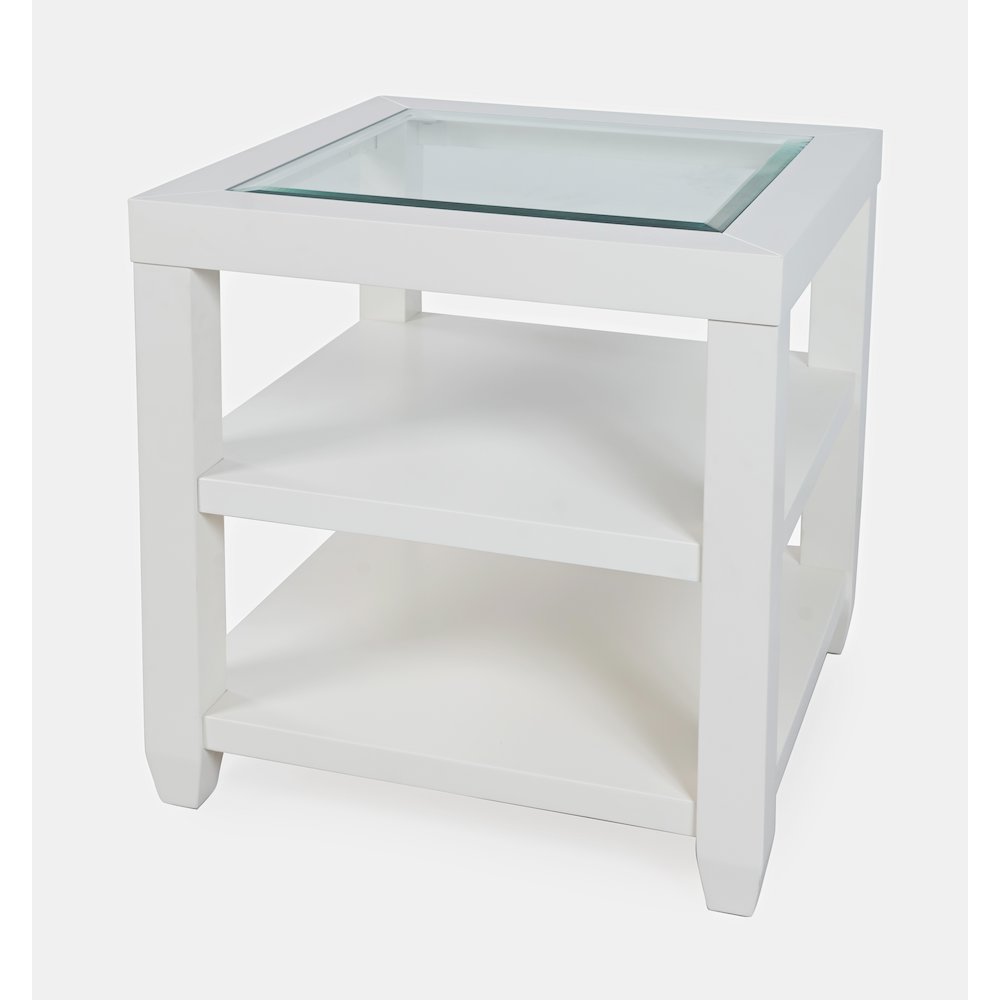 Urban Icon Contemporary Glass Inlay End Table with Storage