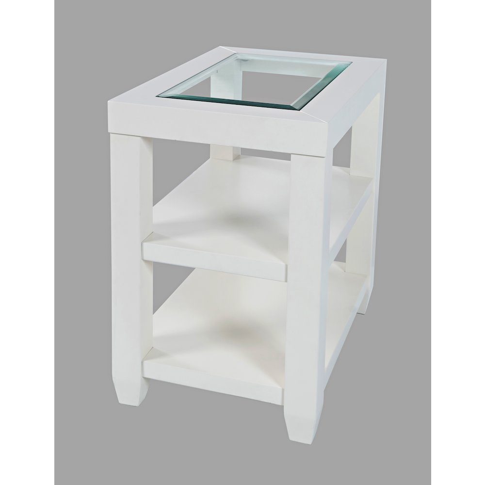 Urban Icon Contemporary Glass Inlay Chair Side End Table with Storage