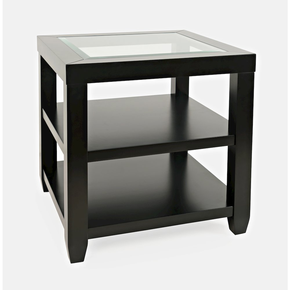 Urban Icon Contemporary Glass Inlay End Table with Storage