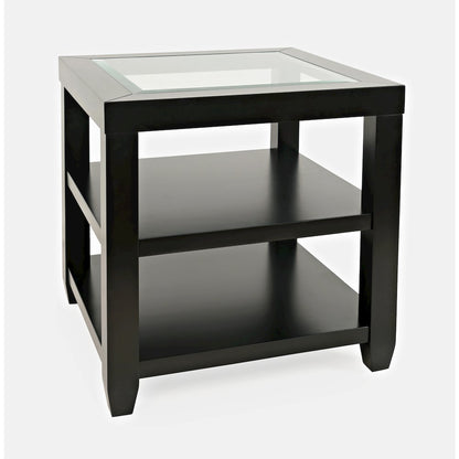 Urban Icon Contemporary Glass Inlay End Table with Storage